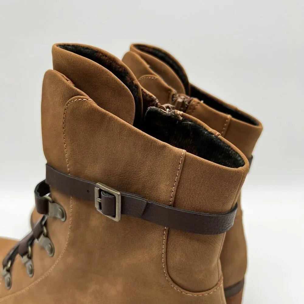 Kork-Ease Reese Tan Dark Brown Vegan Leather  Modern Short Riding Ankle Boot 8.5 - Picture 10 of 12